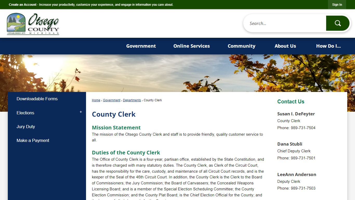 County Clerk | Otsego County, MI