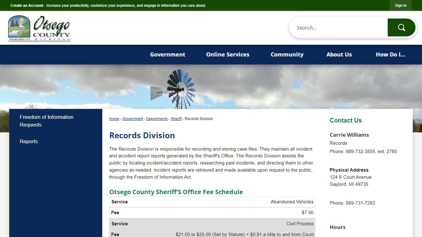 Records Division | Otsego County, MI